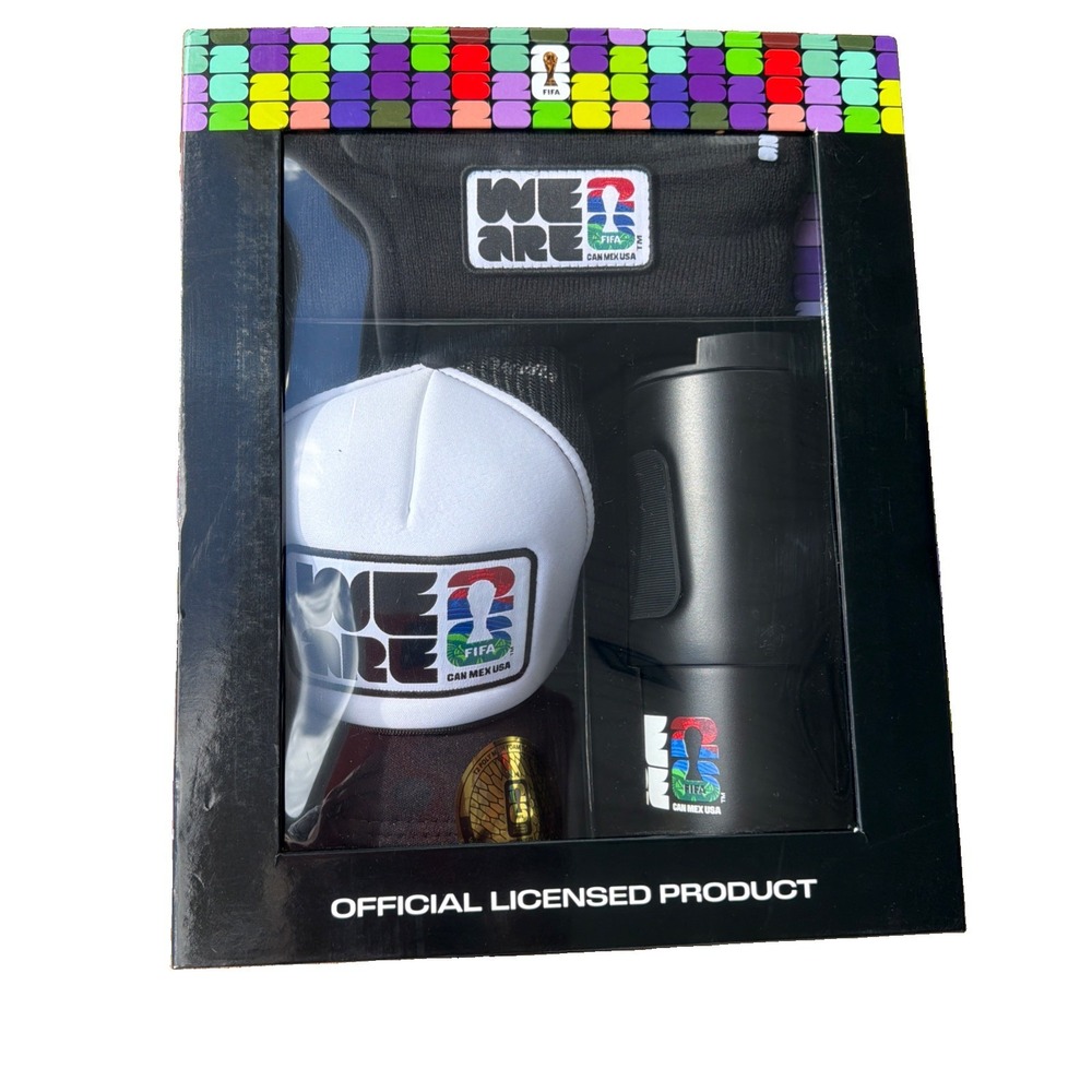 FIFA World Cup 2026 Trucker Hat, Beanie & Water Bottle 3-Piece Gift Set - NEW